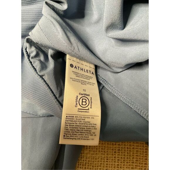 Athleta Womens Nolita Slim Tapered Crop Pant Size 10 Blue PullOn Commute Travel - Picture 9 of 11